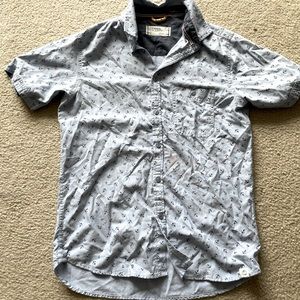 Free Planet Short Sleeve Button Down Blue with Anchor pattern size medium